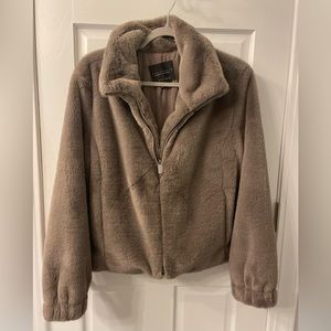 Sanctuary Faux Fur Jacket - gray/rose, size M